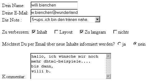 Formular ausgefüllt